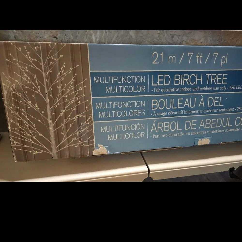 7' Multicolor LED Birch Tree new in box holiday Christmas